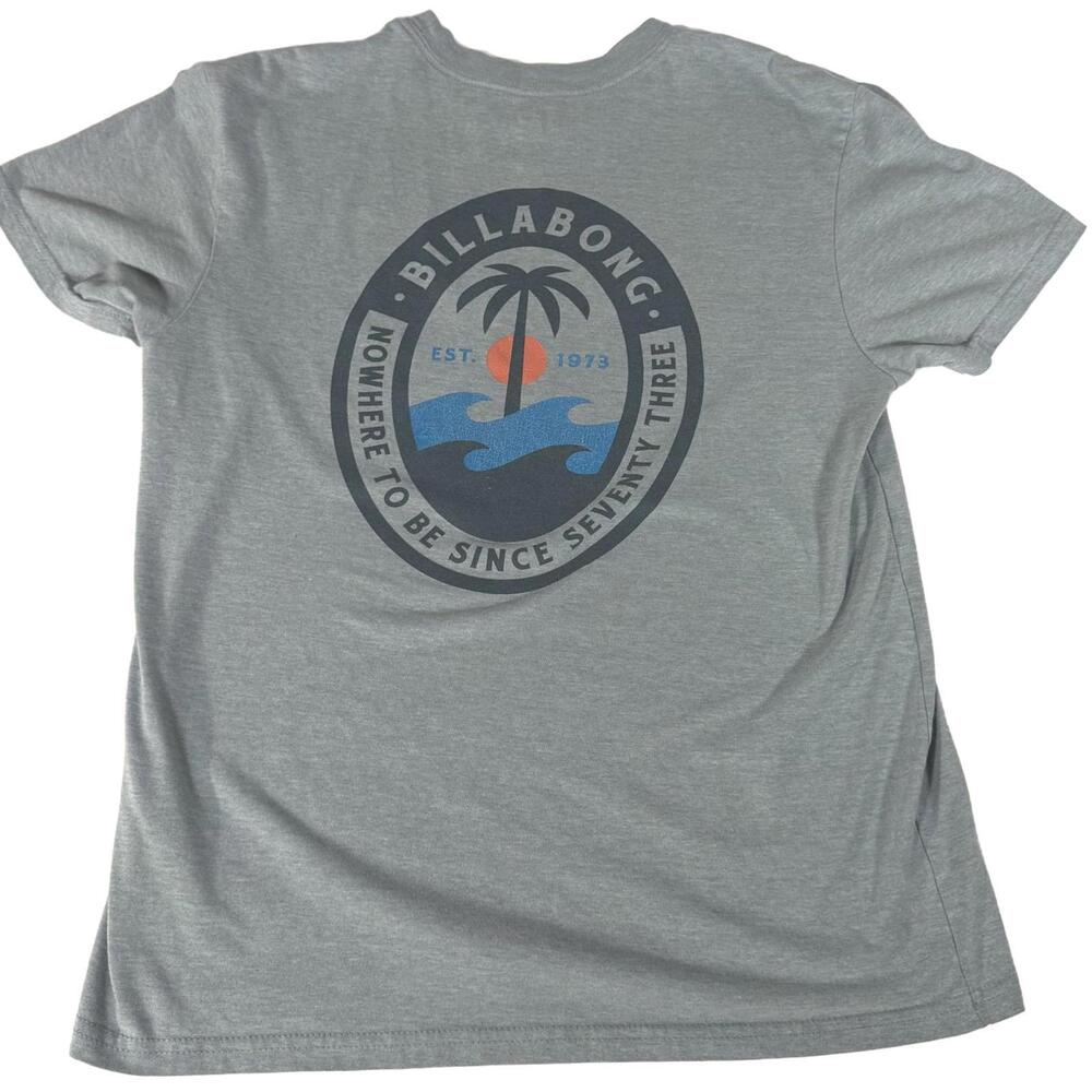 Billabong Nowhere To‎ Be T-Shirt Men's Small Palm Tree Wave Graphic Grey